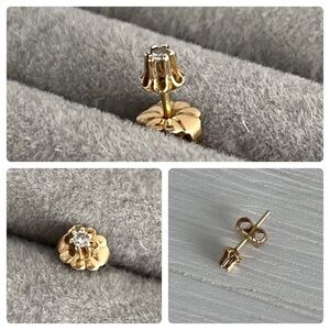 Vintage Genuine Diamond 14k Gold Single Earring